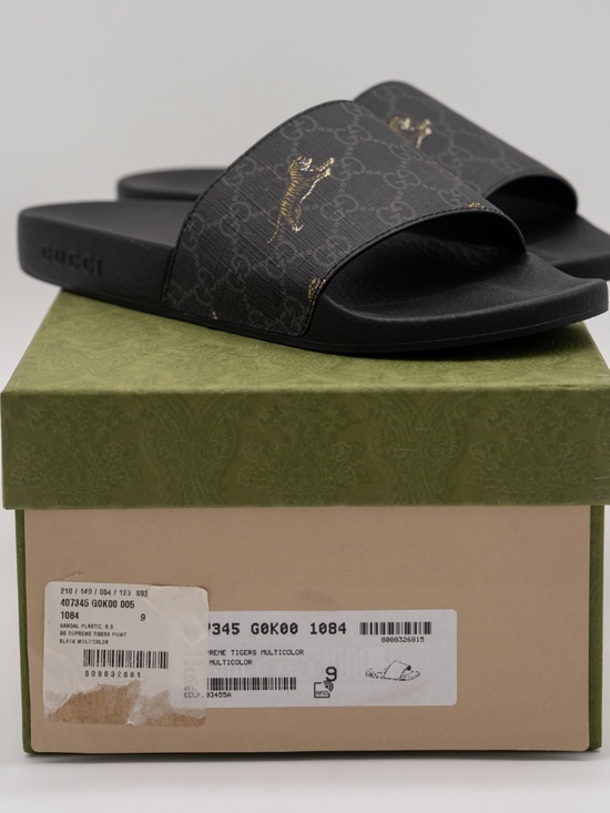 Gucci Men\'s Slides Tiger Black Canvas Supreme size 9G 9.5 US main image 9